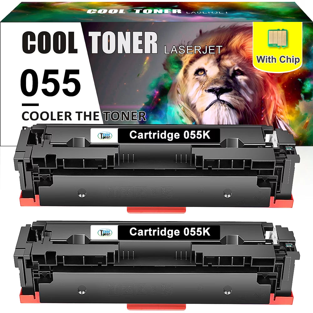 Cool Toner Compatible Toner Cartridge Replacement for Canon 055 Black with Chip for Use with imageCLASS MF746Cx MF745CDW MF741CDW MF743Cdw,LBP664CX,MF746Cdw Printer Ink (2-Pack)