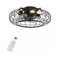 MIDUO 18.5 Retro Metal Black Ceiling Fan Lights Without Light Source 3 Wind Speeds With Remote Control E27 ¡Á 4