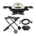 Weber Q 2200 Gas Grill - LP Gas (Titanium) with Cart, Adapter Hose and Grill Cover