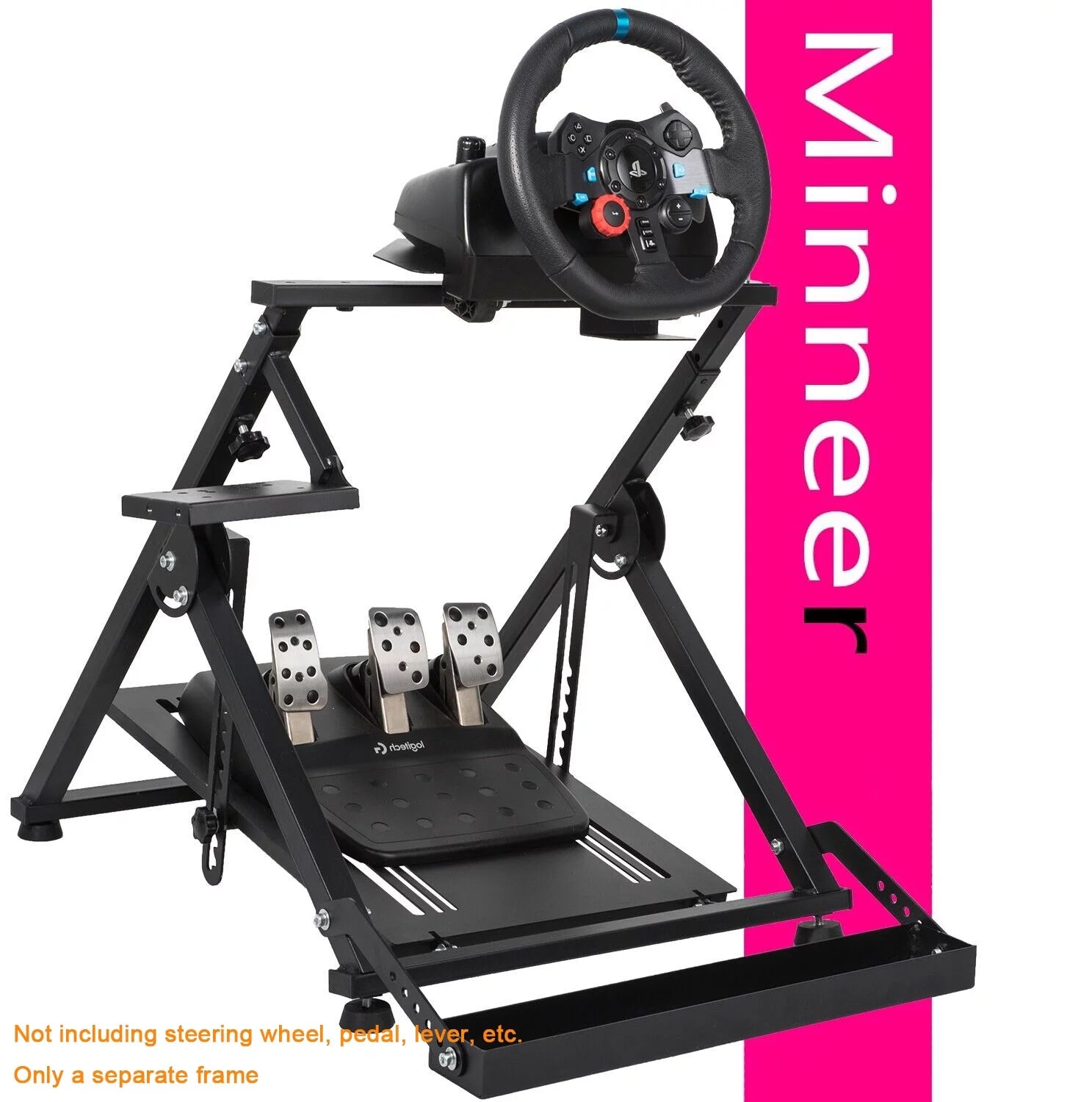 Minneer Racing Wheel Stand X-Shape with Fixed Seat Slot Fit for Logitech/Fanatec/Thrustmaster,G27 G29 G920 T300 T500 PS4 Xbox Foldable Exclude Wheel and Pedal