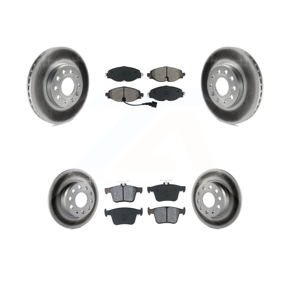 Transit Auto - Front Rear Coated Disc Brake Rotors And Semi-Metallic Pads Kit For Audi A3 Quattro Volkswagen e-Golf Taos KGS-101719