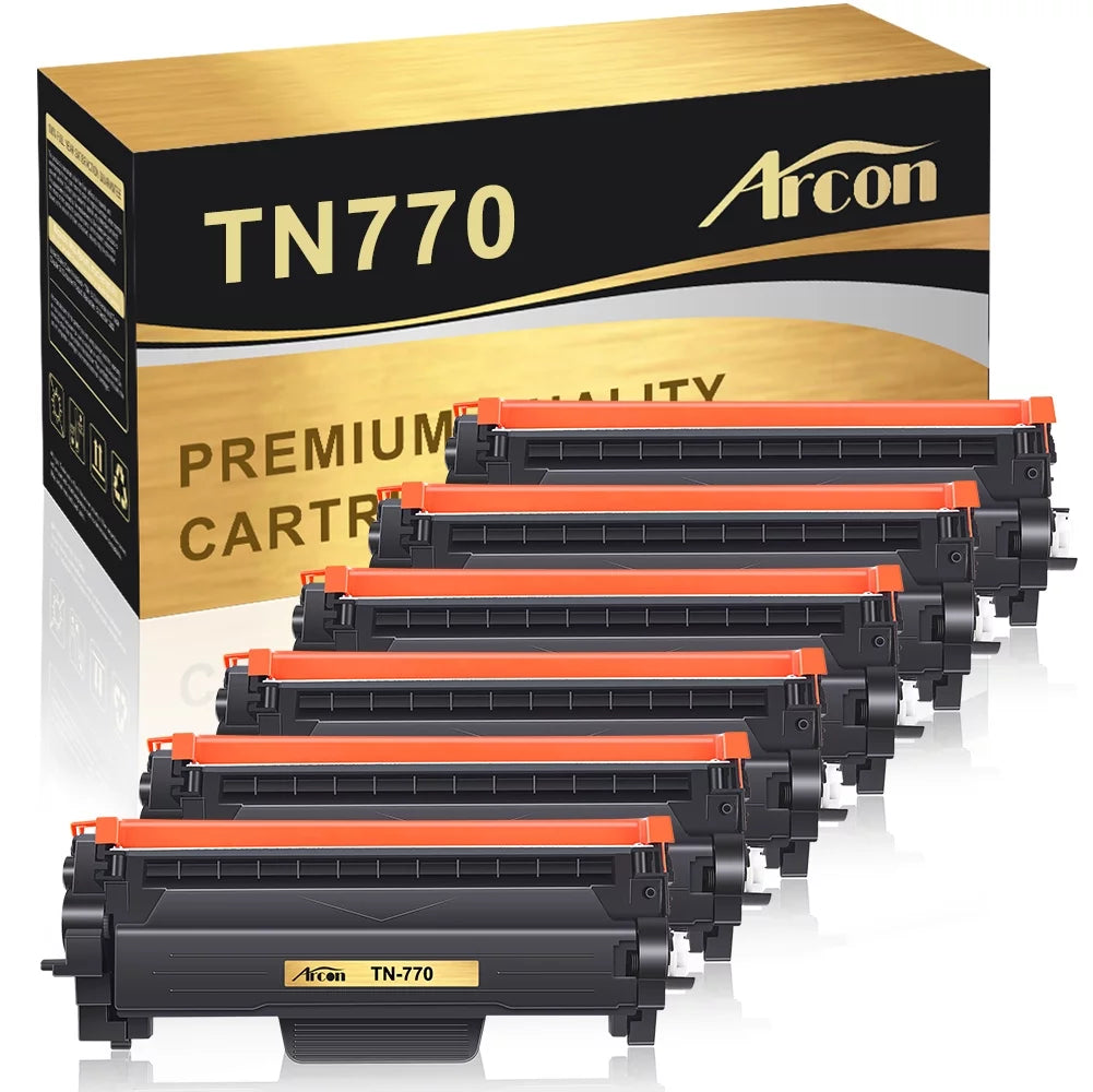 Arcon 6-Pack Compatible Toner for Brother TN770 TN-770 works with Brother MFC-L2750DW MFC-L2750DWXL HL-L2370DW HL-L2370DWXL Printers (Black)