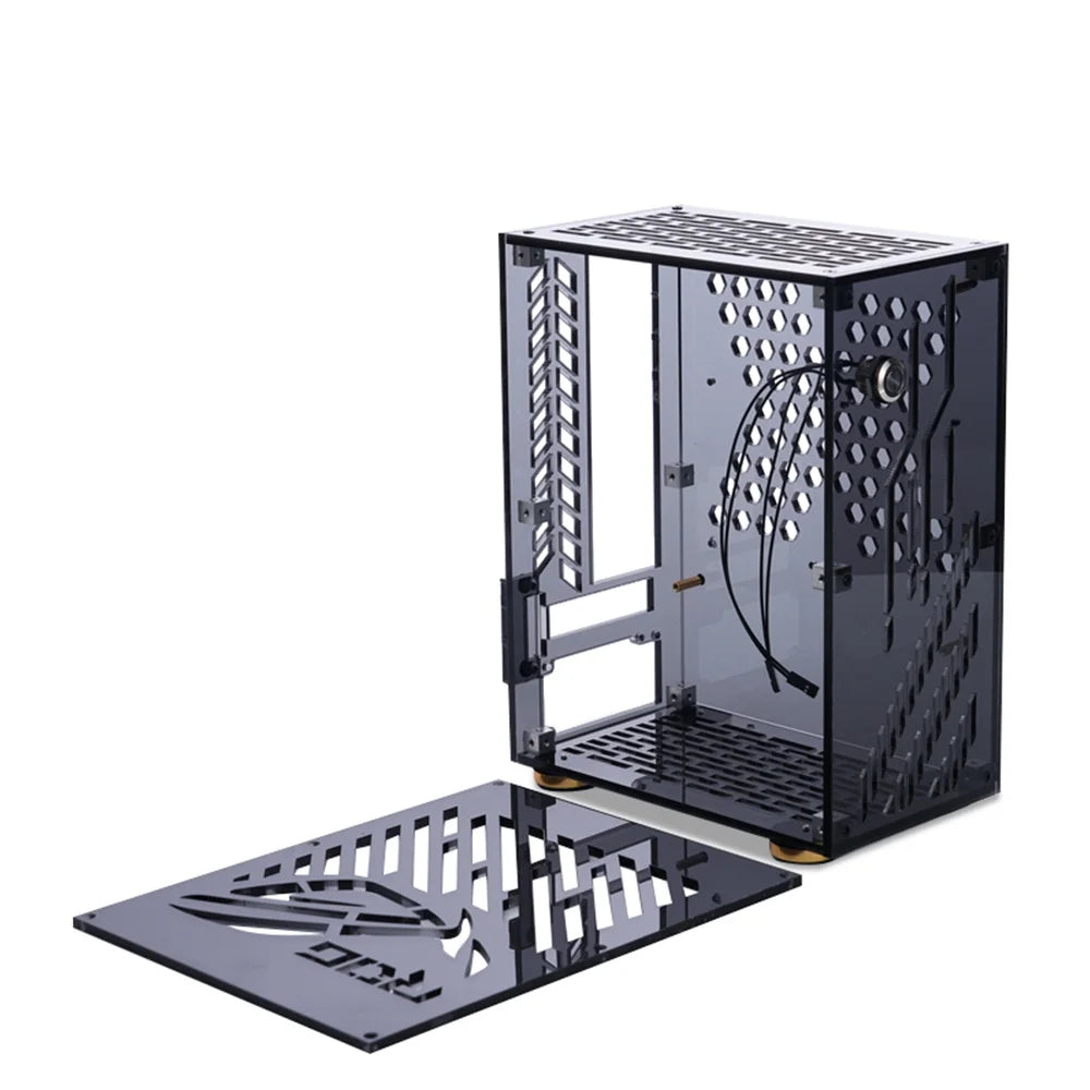 OWSOO Compact Plexiglass Computer CasePortable Small Desktop PC Case for ITX Motherboard and FLEX Power Supply