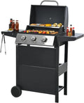 Syngar 3-Burner Propane Gas Grill, Stainless Steel BBQ Grill with Thermometer for Outdoor Party, Camping