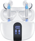 True Wireless Earbuds Bluetooth Headphones 5.3 Bass Boosted Ear Buds 60H Playtime IPX7 Waterproof Bluetooth Earbuds with Charging Case, 4 ENC Mics Earphones for iPhone Android Laptop TV White