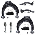 Detroit Axle - Complete 8pc Front Upper Control Arms w/ Ball Joints Assembly, Inner Outer Tie Rod Ends w/Rack and Pinion Boots and Below Kit Replacement for 2008 2009 2010 2011 2012 Honda Accord
