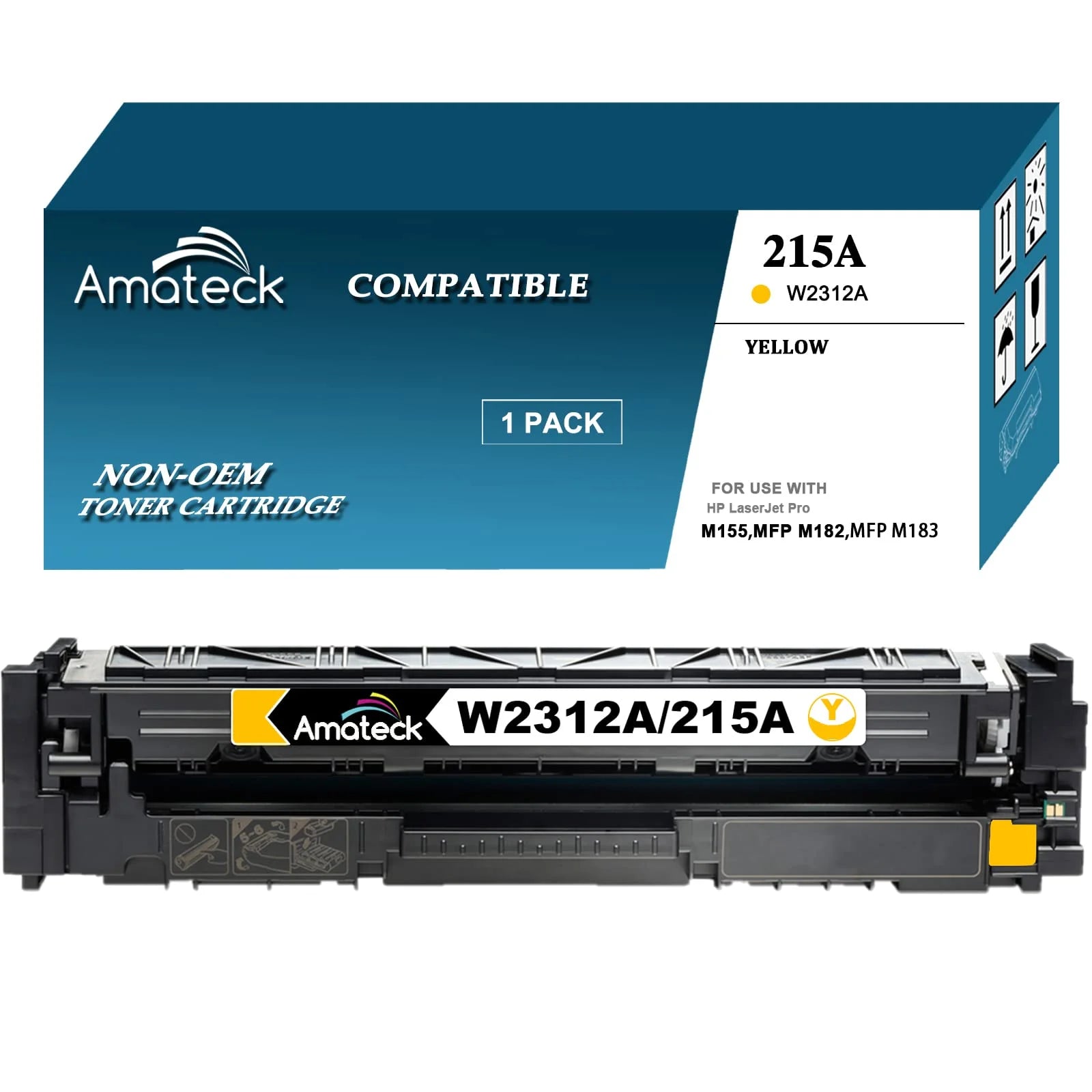 Amateck Compatible Toner Cartridge Replacement for HP W2312A 215A Yellow 1 Pack for Color Pro M155a, Color Pro M155nw, Color Pro MFP M182nw, Color Pro MFP M183fw