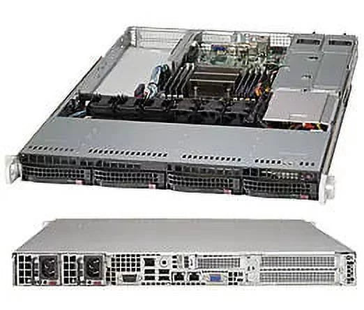 Supermicro SuperChassis 815TQ-R706WB CSE-815TQ-R706WB Black 1U SC815 WIO Chassis w/ Redundant 750W - Support Dual and Single Intel and AMD Processors