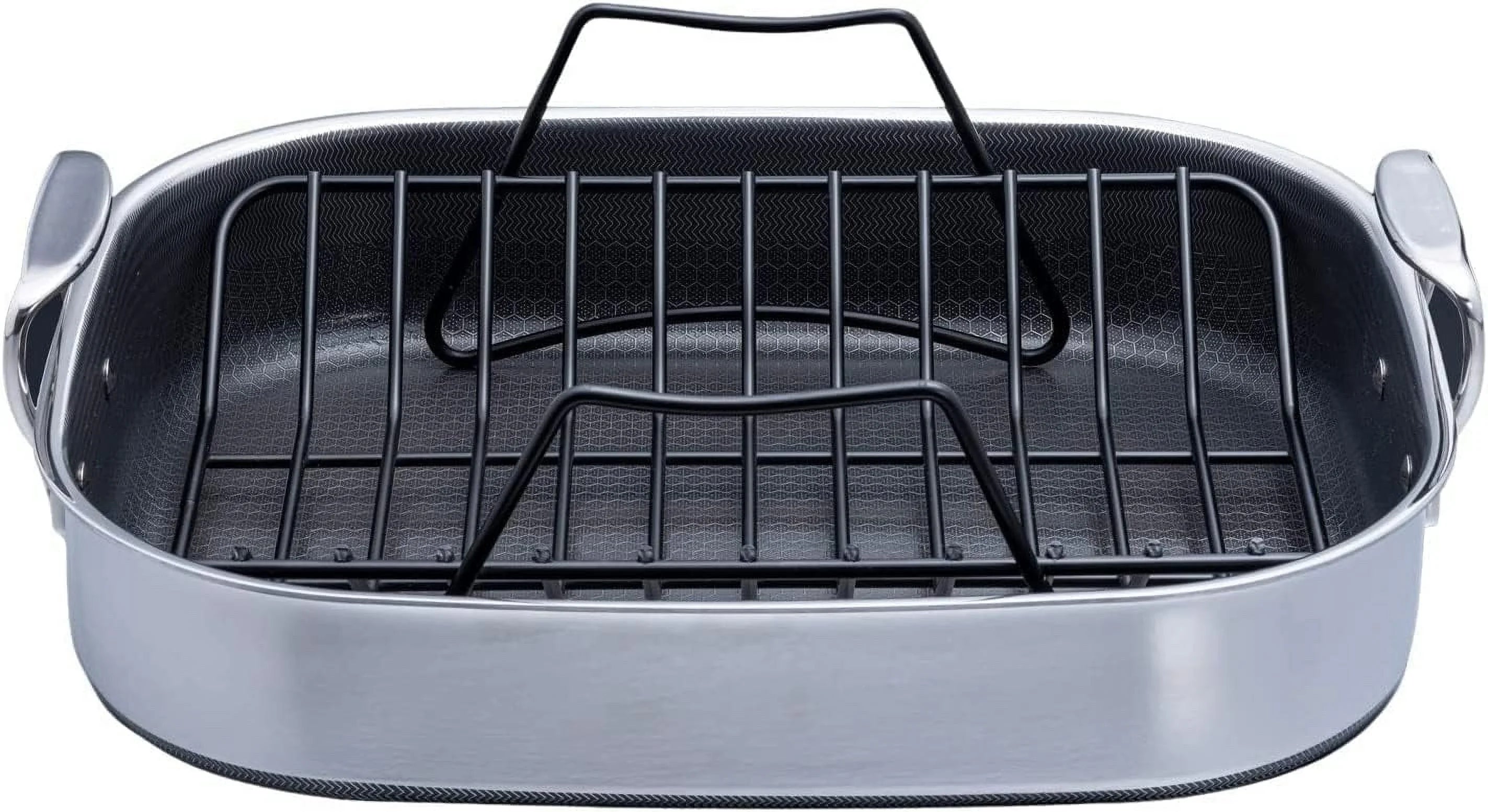 YINCHEN Hybrid Nonstick Roasting Pan with Rack, Dishwasher and Oven Friendly, Compatible with All Cooktops