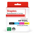 Staples Remanufactured Black/Cyan/Magenta/Yellow High Yield Ink Cartridge Replacements for HP 910XL