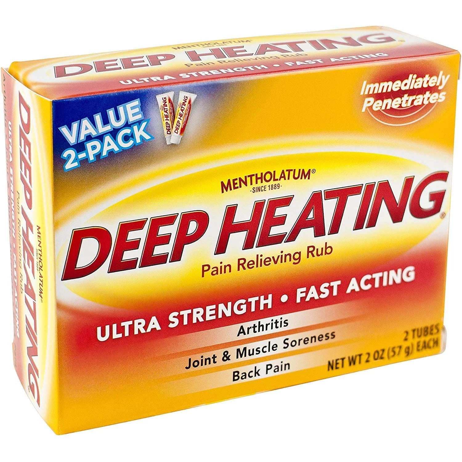 Mentholatum Ultra Strength Deep Heating Pain Relieving Rub  2 Tubes - 2 Oz
