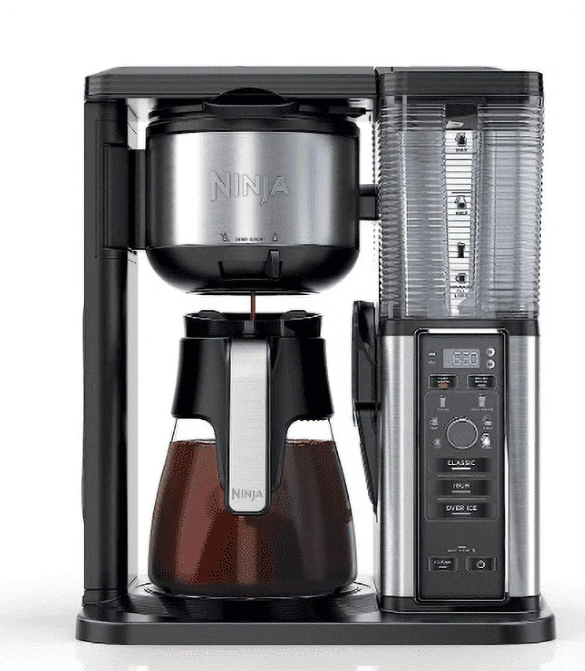Open Box Ninja Hot & Iced 10 Cup Glass Carafe ice Coffee Machine Black/silver CM300