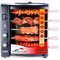 Brazilian Flame Brazilian Gas Rotisserie Grill with 5 Skewers and Upper Tray in Black