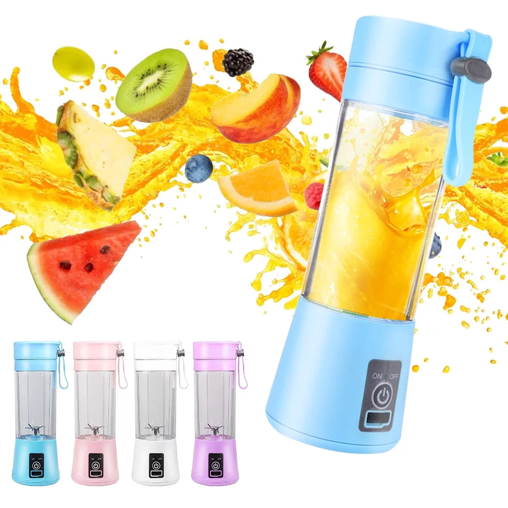 Electric Juicer Cup, Personal Mixer Fruit Rechargeable with USB, Mini Blender for Smoothie, Fruit Juice, Six Blades, White