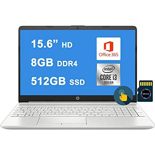 HP Business 15 Laptop 15.6 Diagonal HD Touchscreen I 11th Gen Intel Core i3-1115G4 (Beat i5-8265U) I 8GB DDR4 512GB SSD I I USB-C HDMI 5 Office365 Win10 + 32GB MicroSD Card
