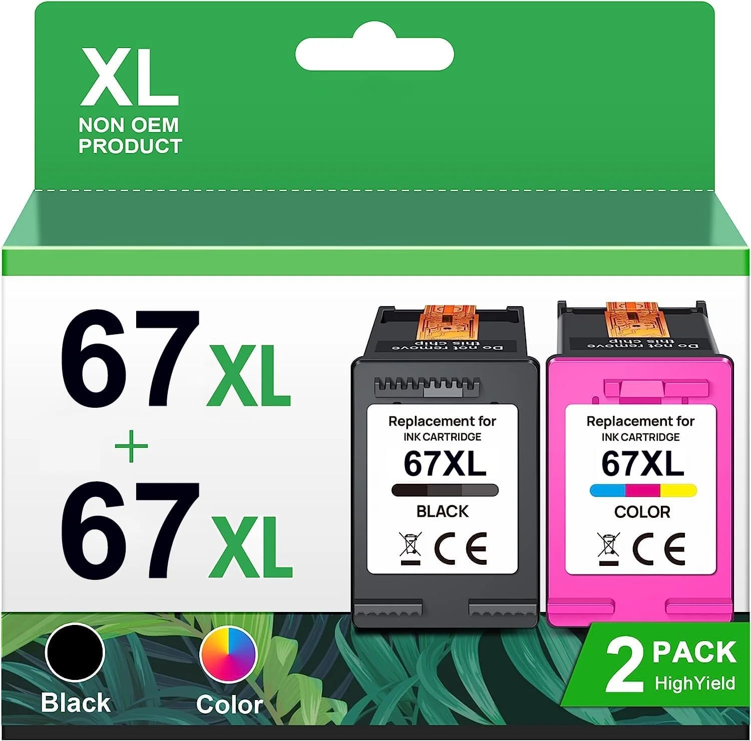 Printer Ink 67XL 67 XXL Replacement for HP 67XL Ink Cartridges Black/Color Combo Pack for HP 67XL XXL Compatible for HP