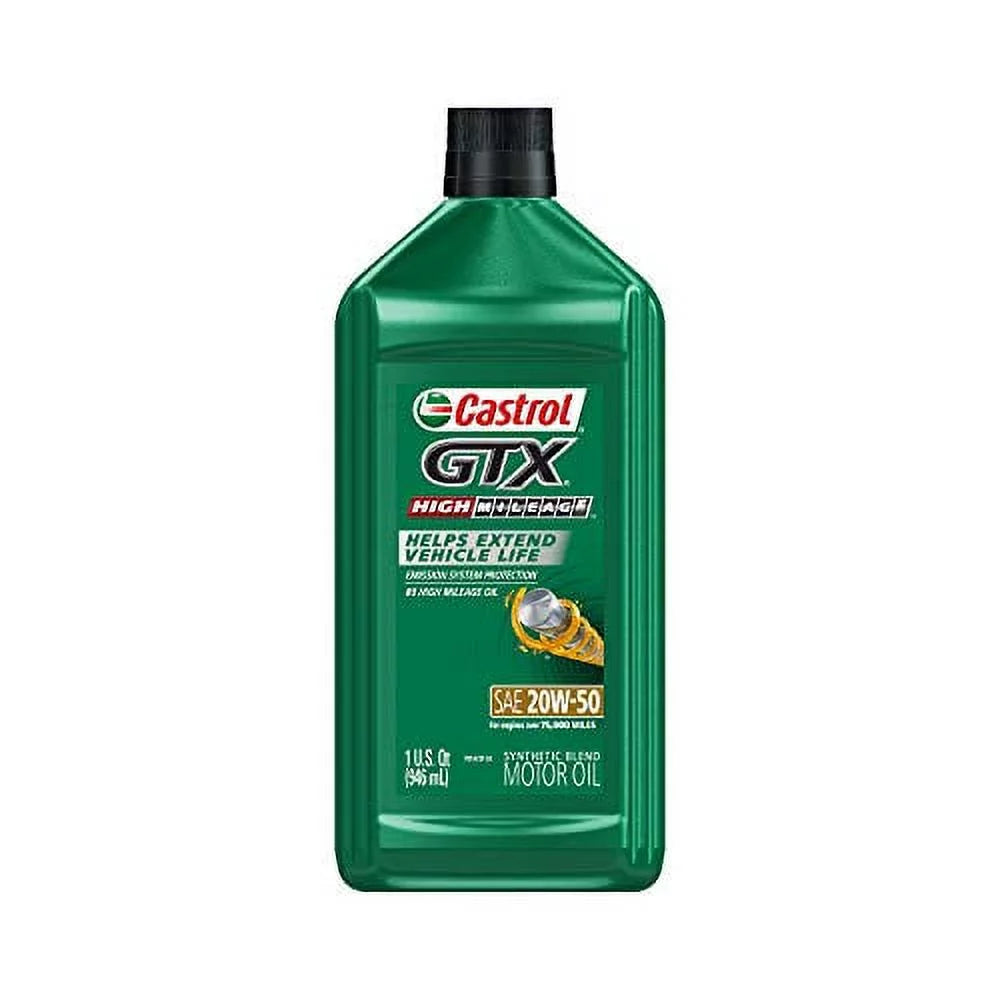 Castrol 06470 GTX 20W-50 High Mileage Motor Oil - 1 Quart, (Pack of 6)
