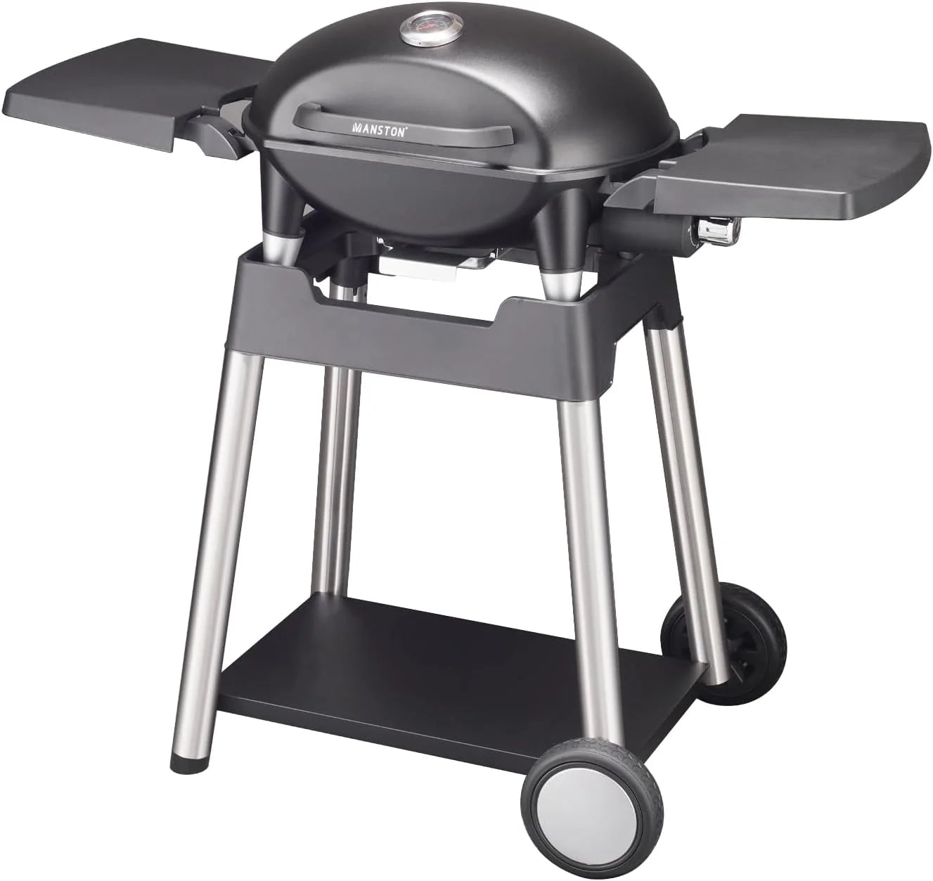 VANSTON 10000BTU Portable Stand-up Propane Grill for Party, Patio, Garden, Backyard, Balcony, Built-in Thermometer, Cart Style - Black