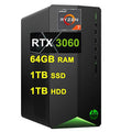 HP Pavilion Gaming Desktop Computer AMD 8-Core Ryzen 7 5700G Processor (Beats i7-10700) 64GB RAM 1TB SSD + 1TB HDD GeForce RTX 3060 12GB USB-C DiplayPort Win10 Black + HDMI Cable