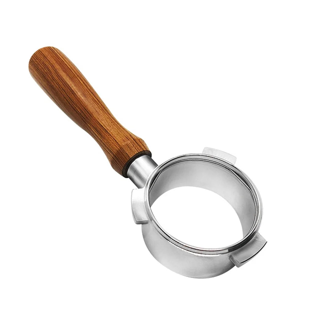 54mm Stainless Steel Coffee Machine Bottomless Filter Holder Portafilter Branch Wooden Handle Professional Coffee Accessory Compatible with Breville 8 Series Coffee Machines