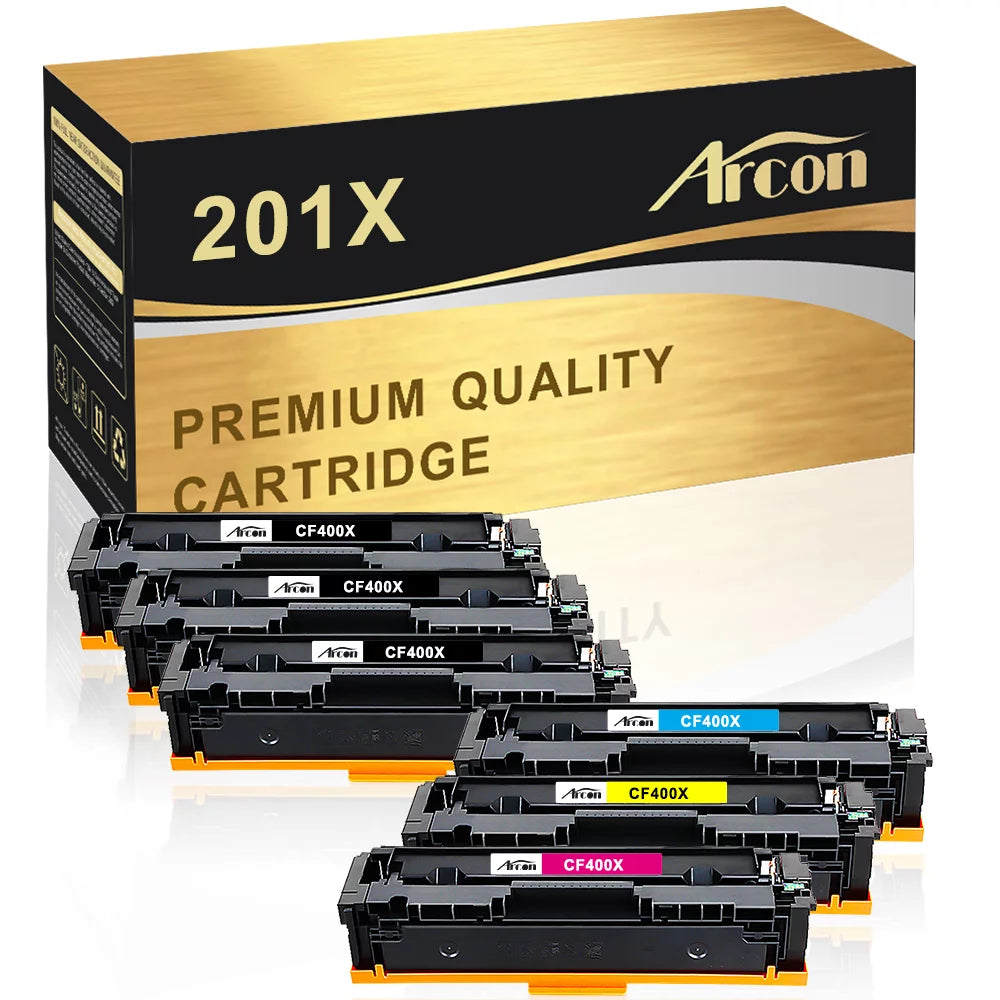 Arcon 6-Pack Compatible Toner Replacement for HP 201X CF400X 201A CF400A Color Laserjet Pro MFP M277dw M277c6 printer (3K,C,M,Y)