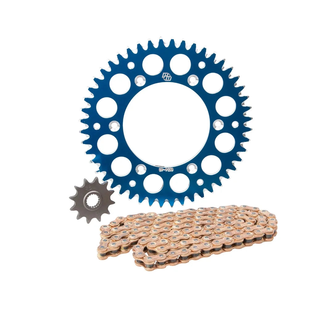 Primary Drive Alloy Kit & Gold Plated MX Race Chain Blue Rear Sprocket For HUSQVARNA TE 150i (Fuel Injected) 2020-2023