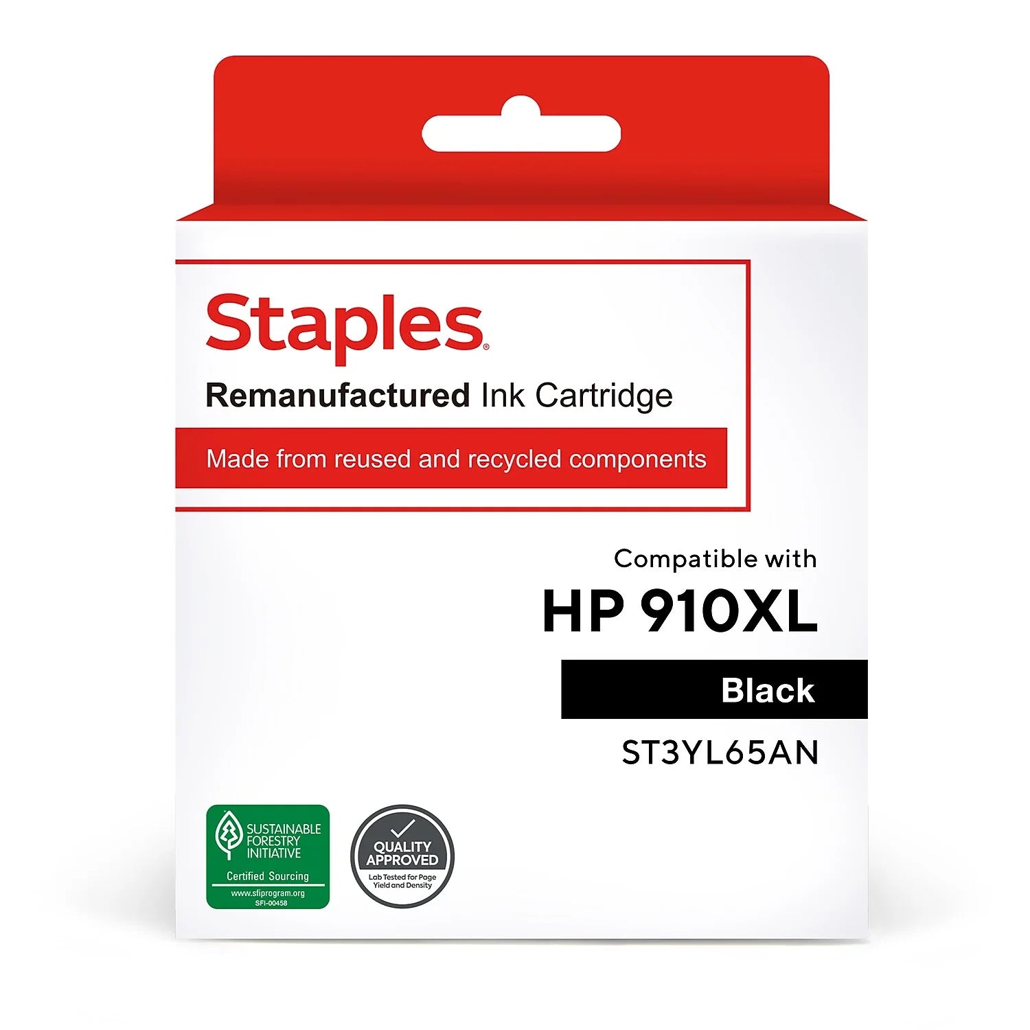 Staples Remanufactured Black High Yield Ink Cartridge Replacement for HP 910XL (ST3YL65AN)