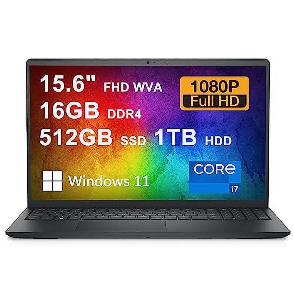 Dell Inspiron 15 3000 3530 Business Laptop | 15.6 FHD WVA Anti-Glare Multi-Touch | 13th Gen Intel 10-Core i7-1355U | 16GB DDR4 512GB SSD + 1TB HDD | Intel Iris Xe Graphic FHD Webcam HDMI Win11 Black