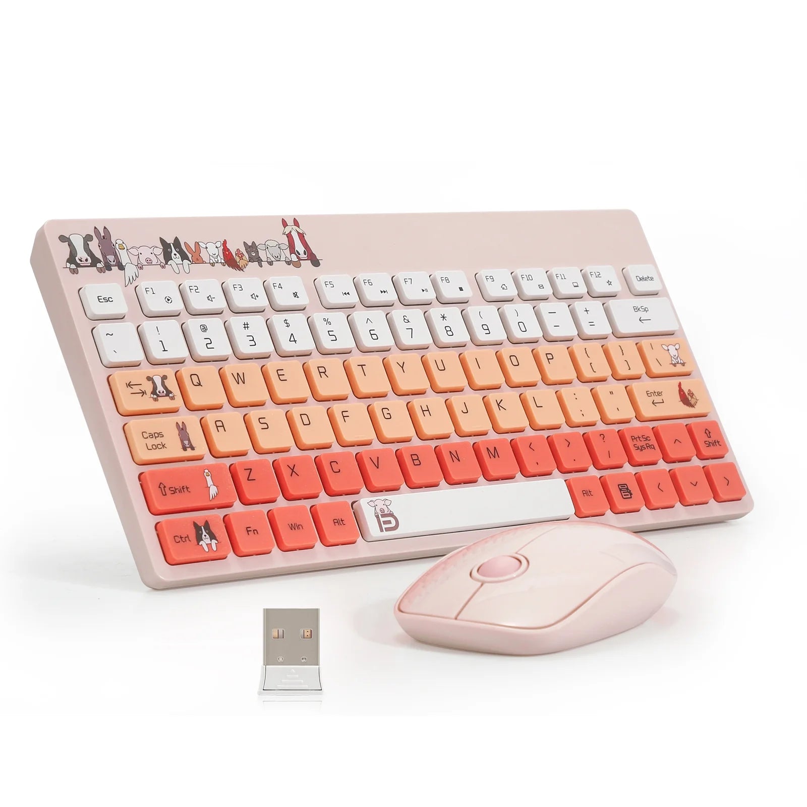 HUO JI 2.4G Portable Cute Wireless Keyboard and Mouse Combo for PC,Laptop, Tablet