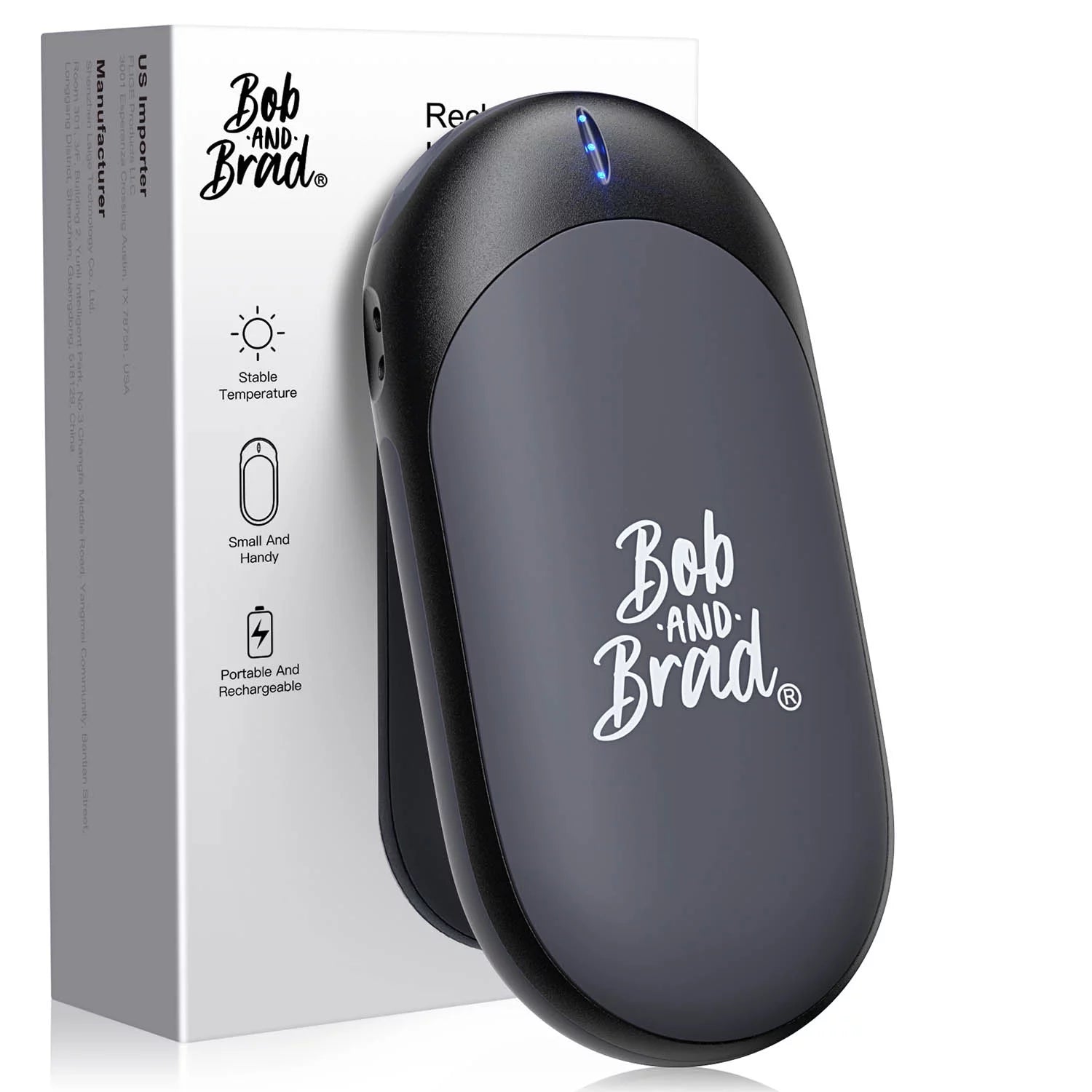 Bob and Brad? Hand Warmer Rechargeable, 10000mAh Portable Pocket Heater, Electric Handwarmer with 3 Levels, 14 Hrs Lasting Heat, Great for Camping, Golf, Hunting, Outdoor, Winter Gifts