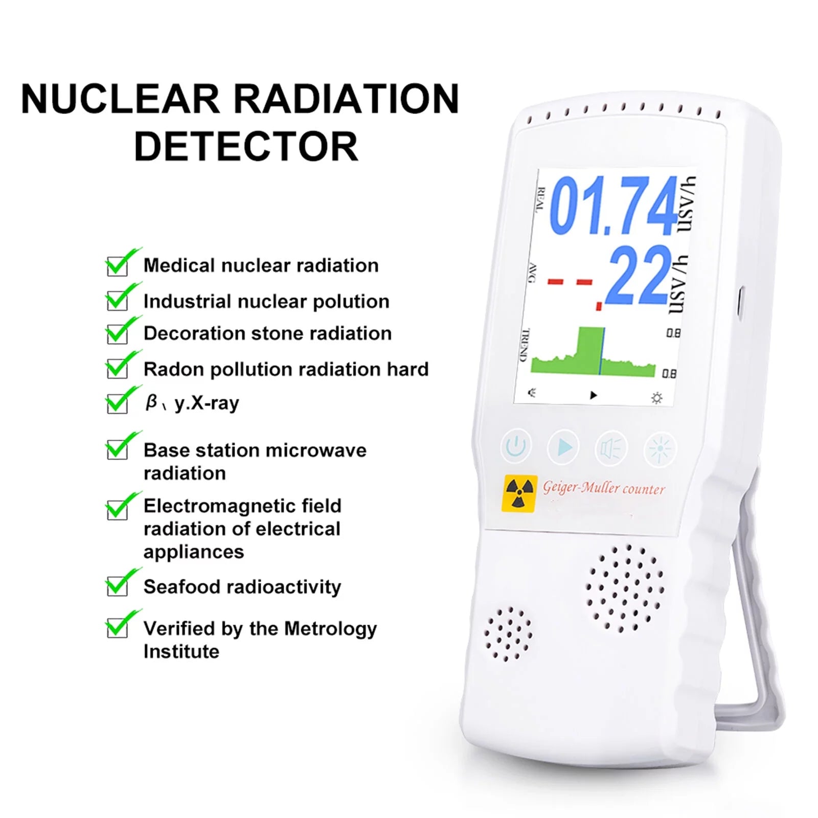 JLLOM Compact Geiger Counter: Monitor Radiation Levels Anywhere, Anytime (Great for Radiation Analysis, Radon Detection, and Microwave Assessment)
