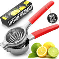 Zulay Kitchen Stainless Steel Lemon Squeezer Manual Citrus Press Juicer and Lime Squeezer - Red