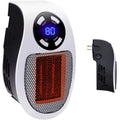 Space Heater,Portable Wall outlet Space Heater with Thermostat and Timer and Led Display,300 W Safe and Quiet Ceramic Heater Fan, Compact for Office Dorm Room. (White)
