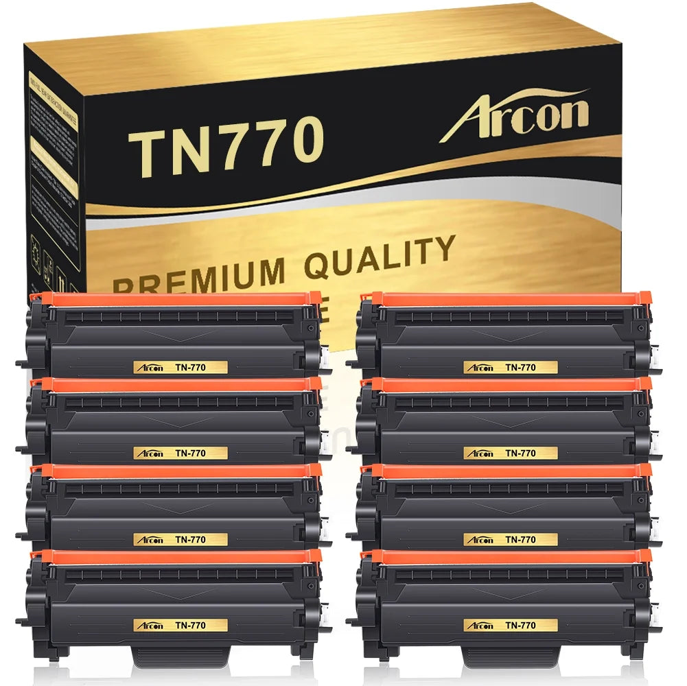 Arcon 8-Pack Compatible Toner for Brother TN770 TN-770 works with Brother MFC-L2750DW MFC-L2750DWXL HL-L2370DW HL-L2370DWXL Printers (Black)