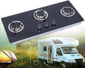 WUZSTAR RV Boat Caravan Camper 3 Burners LPG Gas Stove Hob with Tempered Glass Cooktop for Outdoor