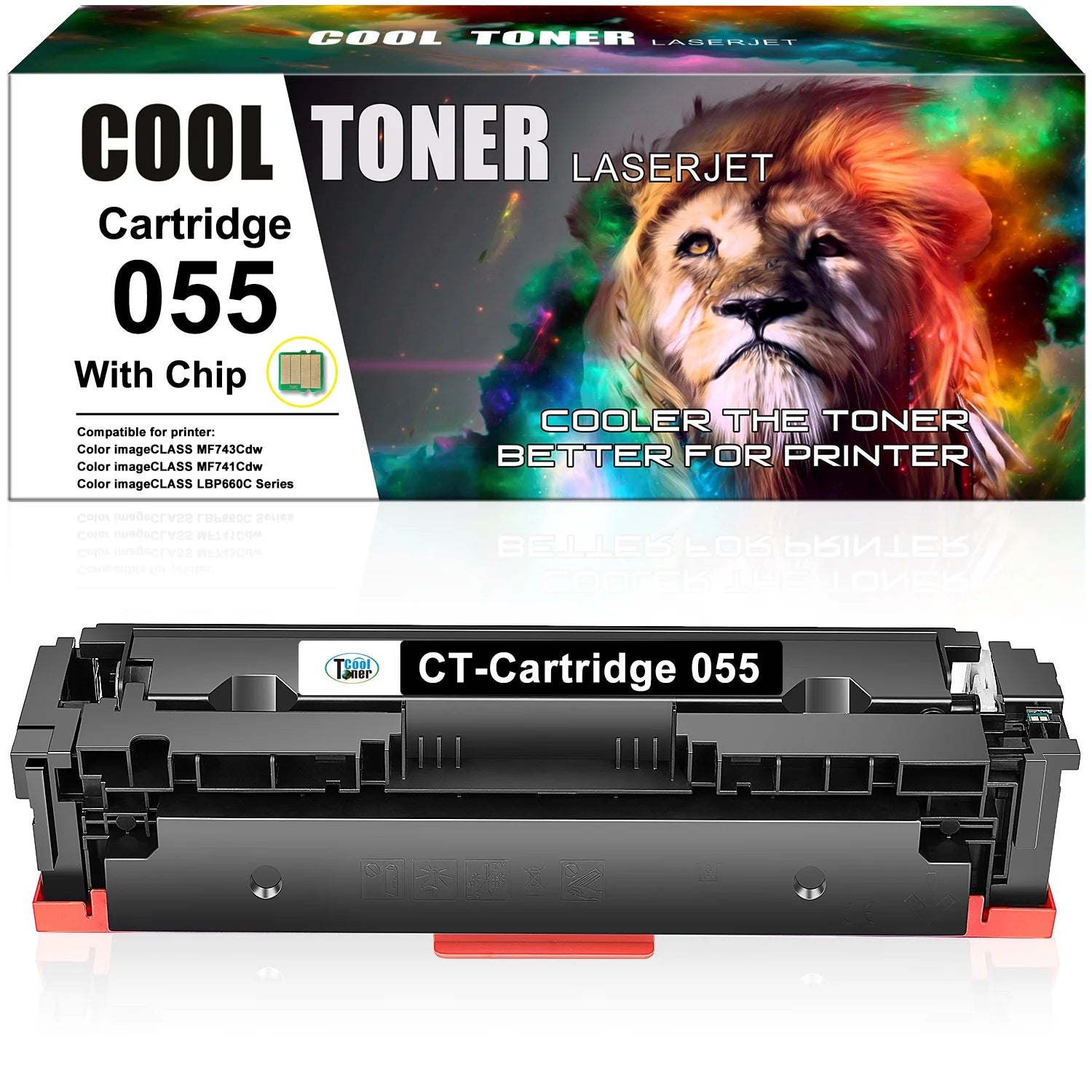 055 Toner Cartridge with Chip Compatible Replacement for Canon 055 055H CRG-055 Black for Use with imageCLASS MF746Cx MF745CDW MF741CDW MF743Cdw LBP664CX MF746Cdw Printer (1-Pack)