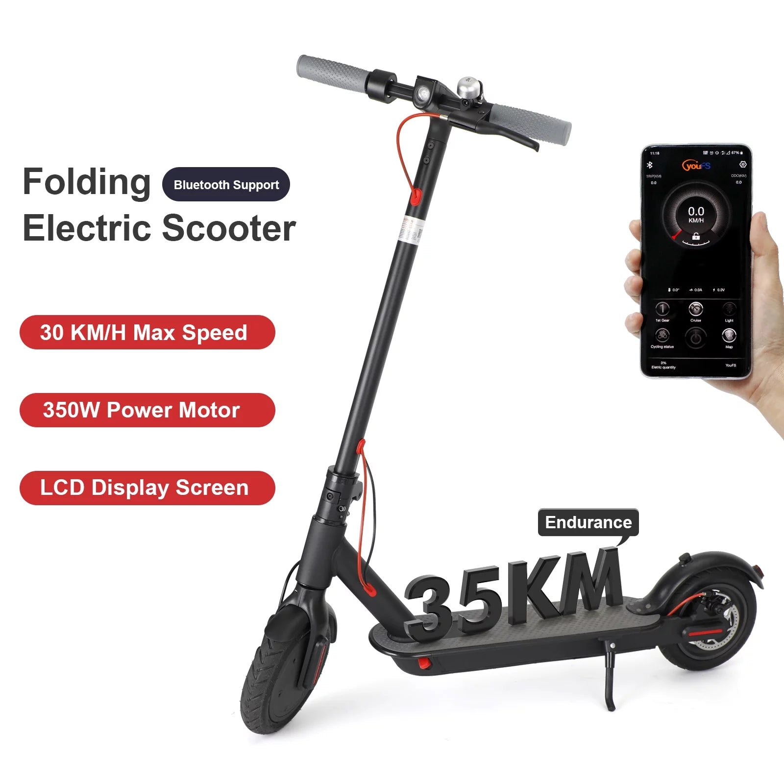 Electric Scooter Adults 8.5 350W Motor up to 21 MPH and 25 Miles Long-Range, Solid Tires Folding Electric Scooter for Adults and Teens with Dual Braking Safety System 2-Day Delivery