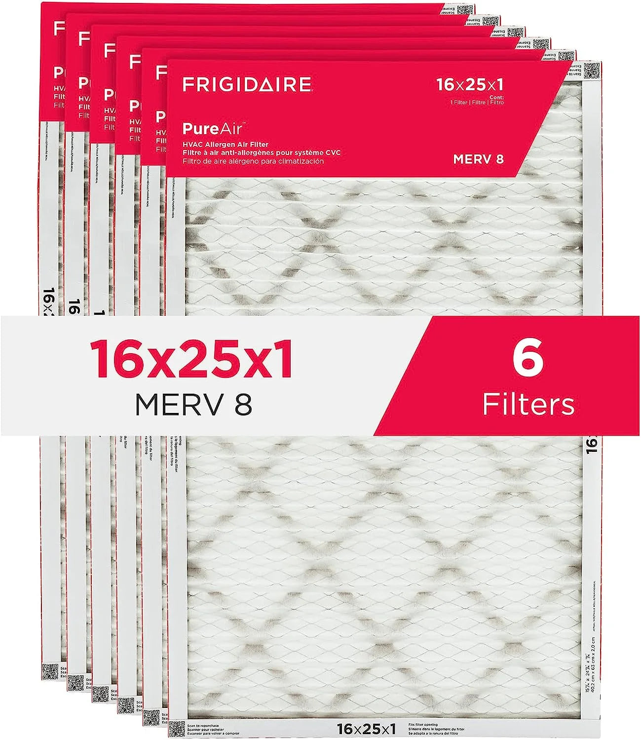 Frigidaire PureAir? 16 x 25 x 1 MERV 8 Allergen Air Filter - 6 Pack