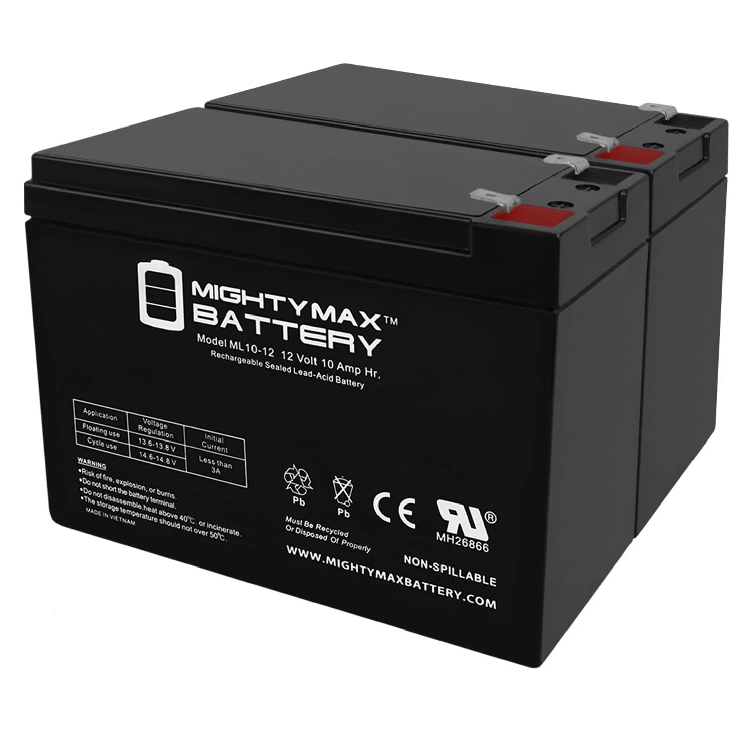 12V 10AH Currie eZip Trailz Electric Bike Battery - 2 Pack