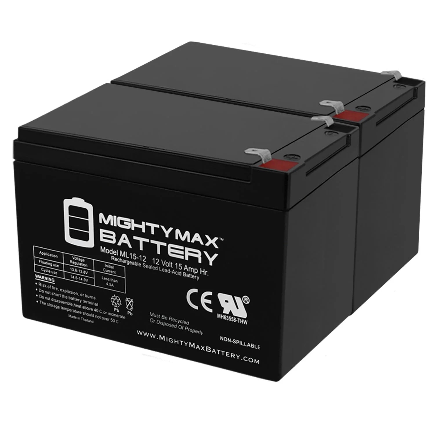 12V 15AH F2 Replacement Battery for Currie eZip 750 E750 - 2 Pack