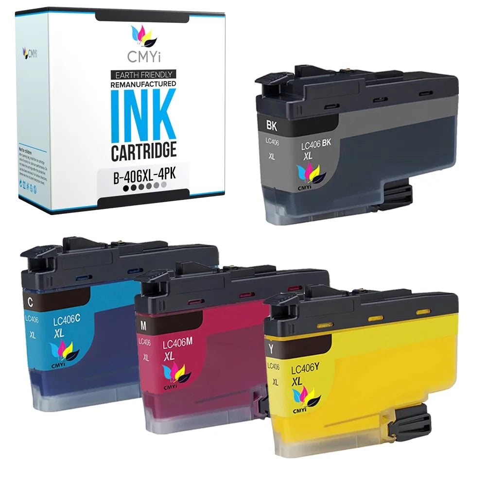 CMYi Ink Cartridge Replacement for Brother LC406XL (4-pack: 1 each Black, Cyan, Magenta and Yellow) - High Yield