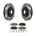 Transit Auto - Front Coated Drilled Slotted Disc Brake Rotors And Semi-Metallic Pads Kit For Honda Civic Acura RSX CSX KDF-100069