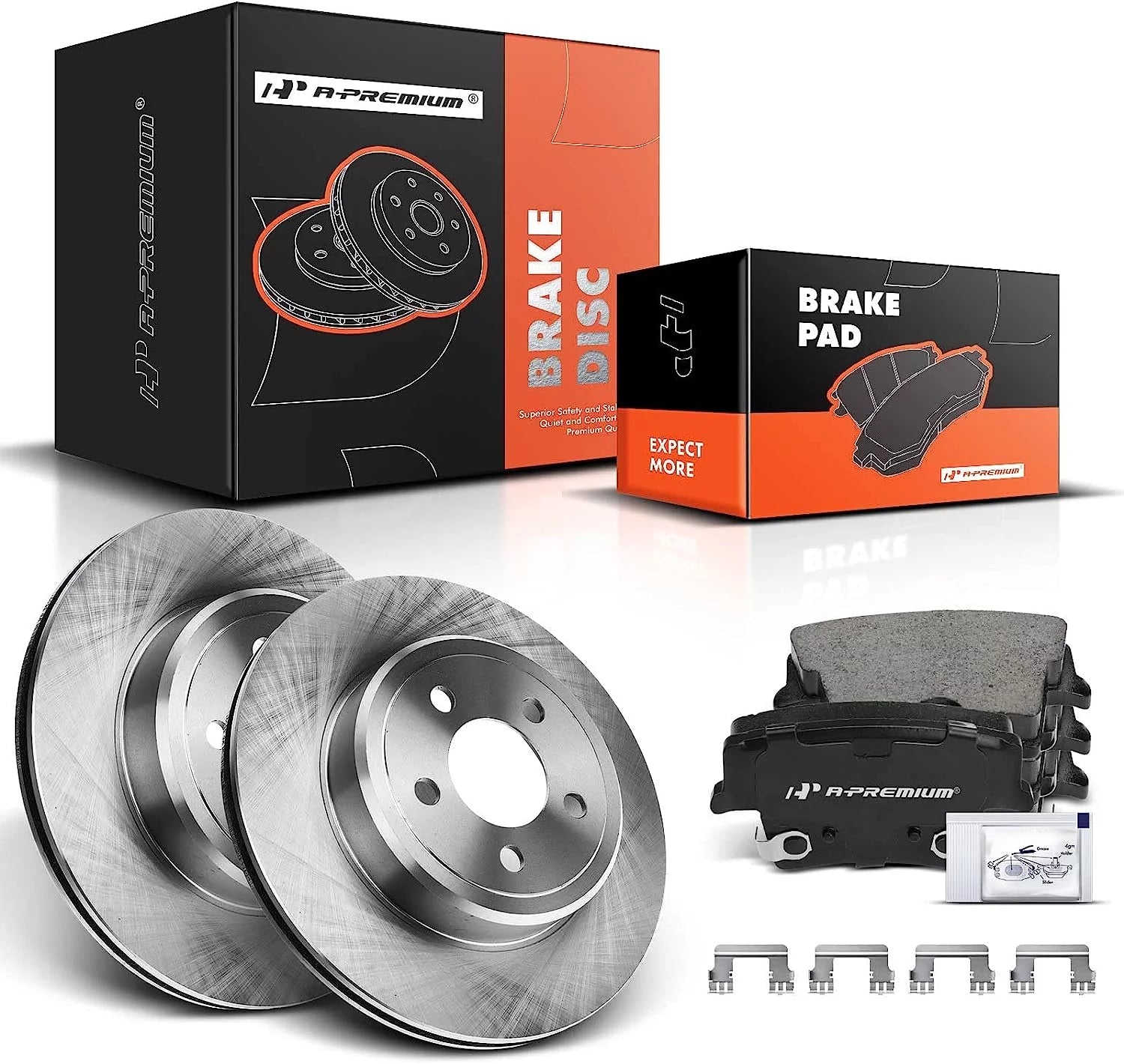 A-Premium 12.60 in (320 mm) Rear Vented Disc Brake Rotors + Ceramic Pads Kit Compatible with Select Dodge and Chrysler Models - Charger, Magnum, Challenger, 300, 6-PC Set