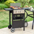 YOJFOTOU 2-Burner Propane Gas Flat Top Griddle Grill, 171 sq.in Cooking Area Outdoor BBQ Grill for a Small Family, 20,000 BTU Output