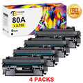 Toner Bank Compatible 80A Laserjet Toner Cartridge Black CF280A for HP 80A 80X CF280A CF280X LaserJet Pro 400 M401a M401d M401n M401dn M401dne M401dw MFP M425dn M425dw Printer Ink (Black 4-Pack)