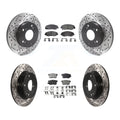 Transit Auto - Front Rear Coated Drilled Slotted Disc Brake Rotors And Ceramic Pads Kit For Honda Civic KDT-100828