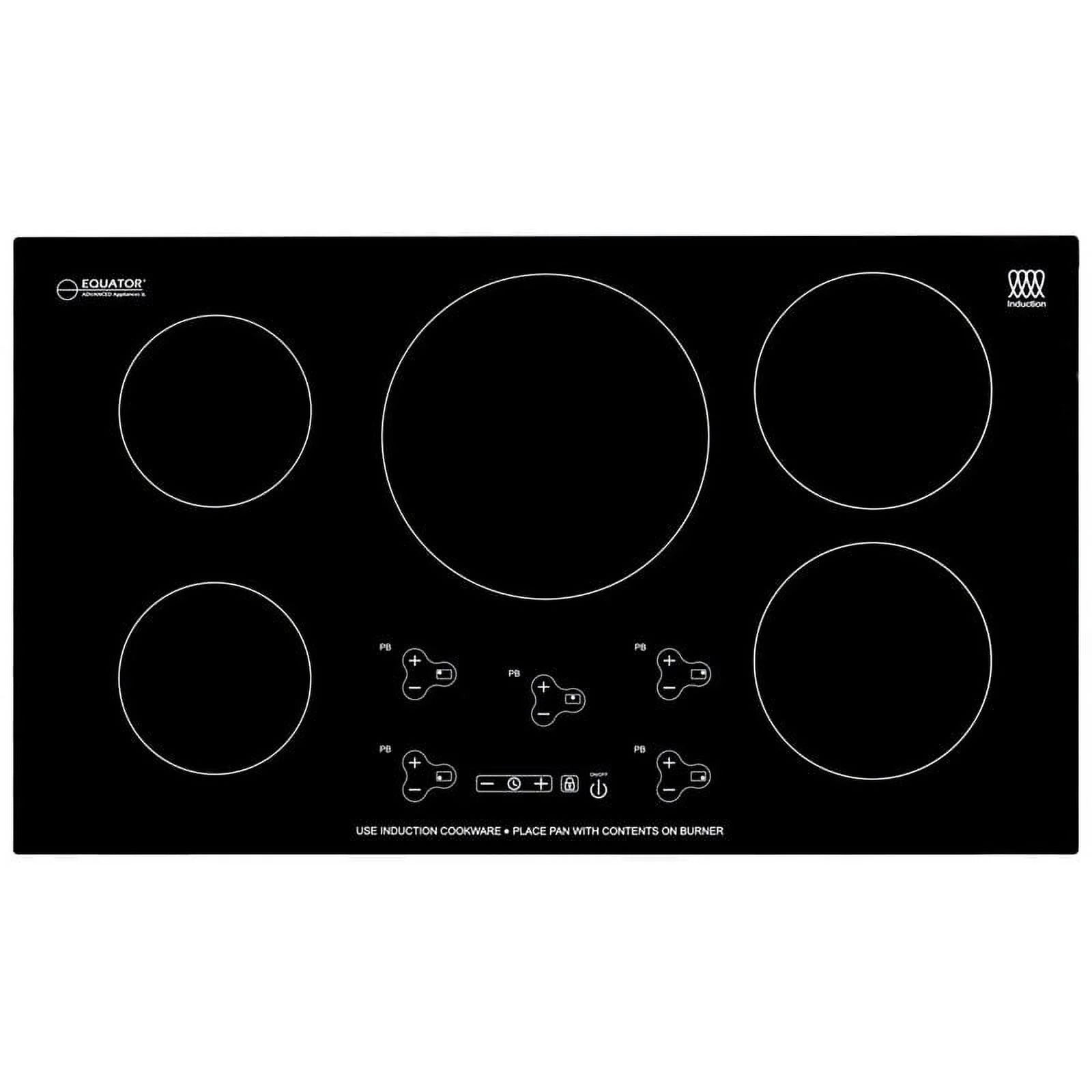 Equator 36 Black Built in Induction Cooktop 5 Burner with 9 Power Levels