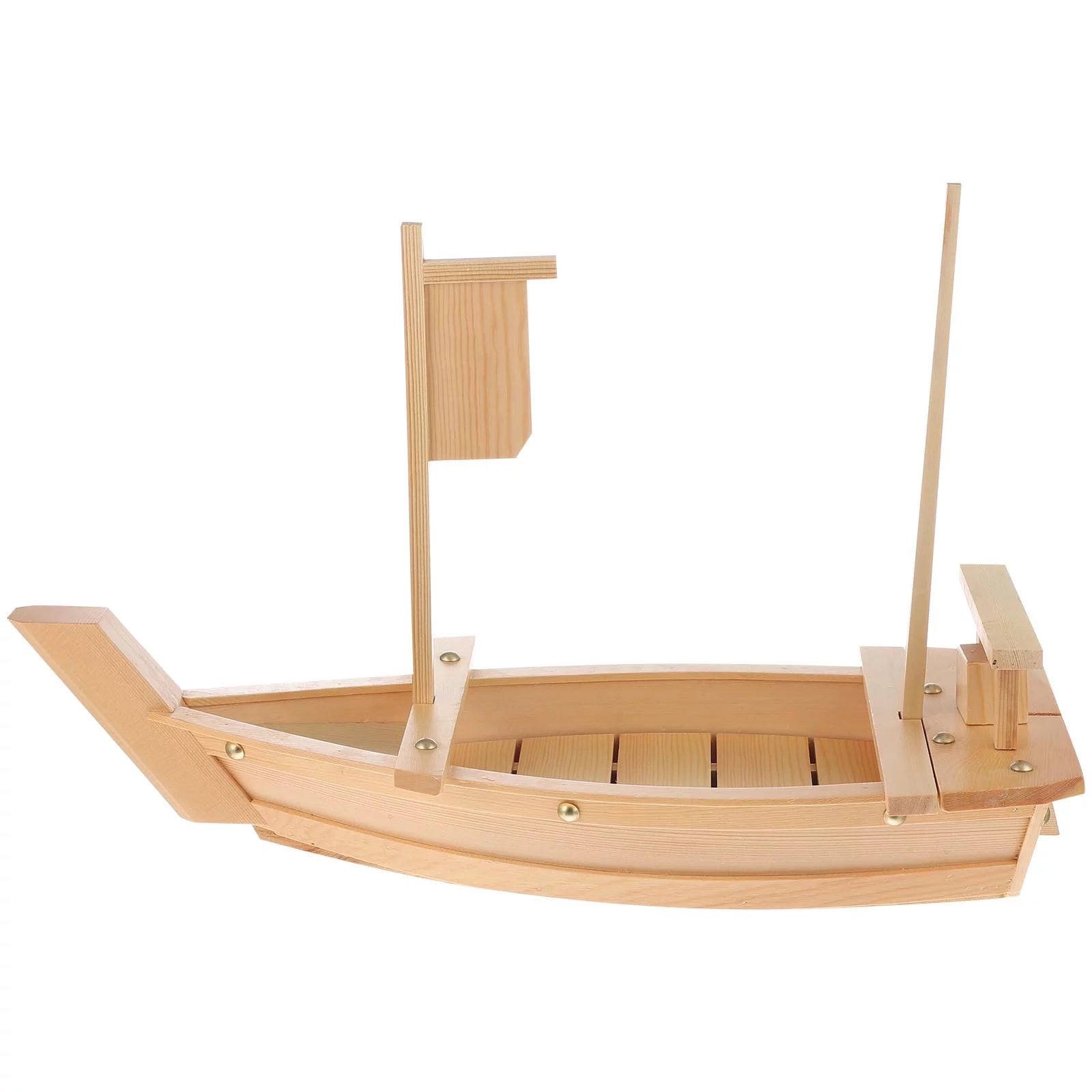 1Pc Sushi Boat Plate Wooden Sushi Serving Tray Restaurant Home Boat Plate