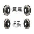 Transit Auto - Front Rear Coated Drilled Slotted Disc Brake Rotors And Ceramic Pads Kit For Honda Civic KDT-100387