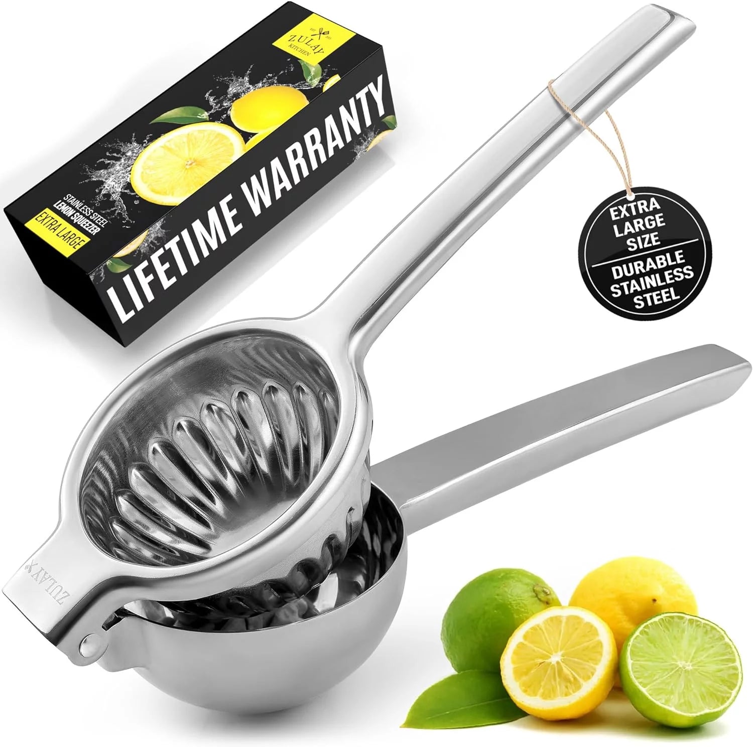 Zulay Kitchen Extra Large Lemon Squeezer Stainless Steel Juicer Hand Press Citrus Squeezer & Juicer